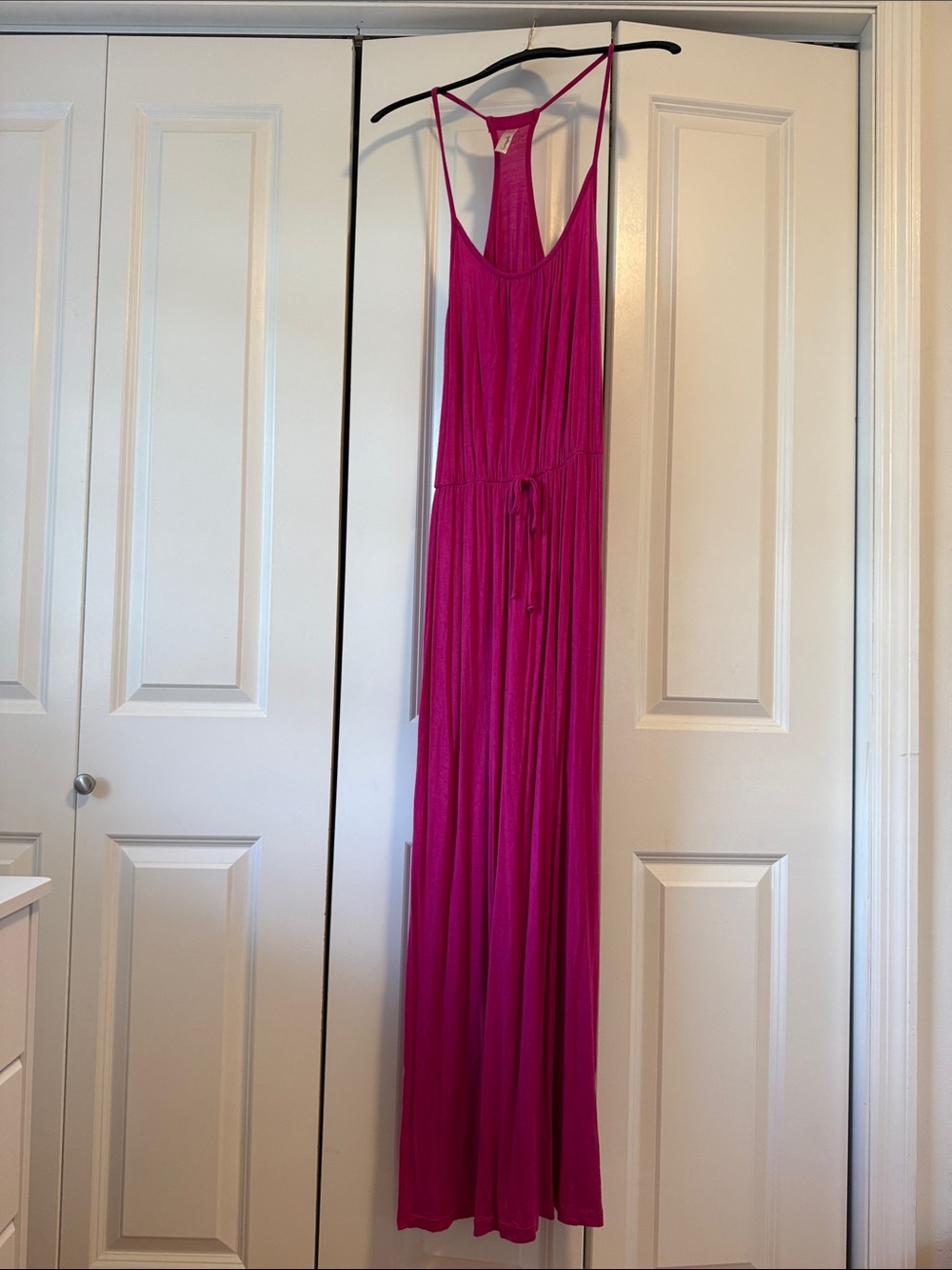 Loveappella Fuchsia Pink Maxi Dress with Racerback